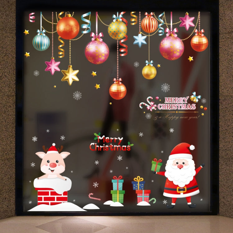 Santa Claus Hanging Stickers Shop Window Glass Door Living Room Wall Stickers