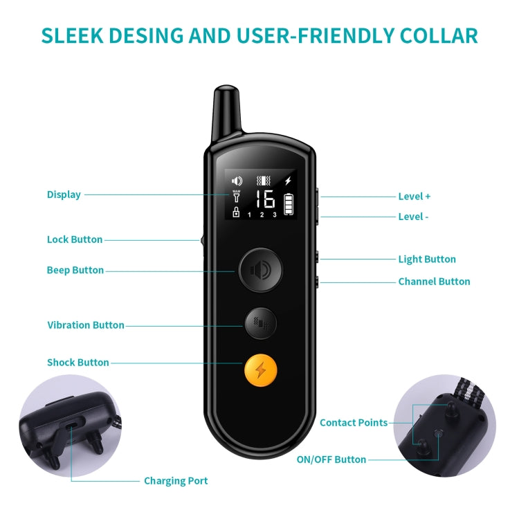 Remote Dog Trainer Rechargeable Waterproof Pet Electric Shock Collar