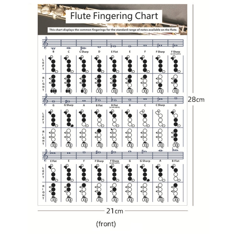 Coated Paper Flute Chord Fingering Practice Chart Staff Chord Fingering