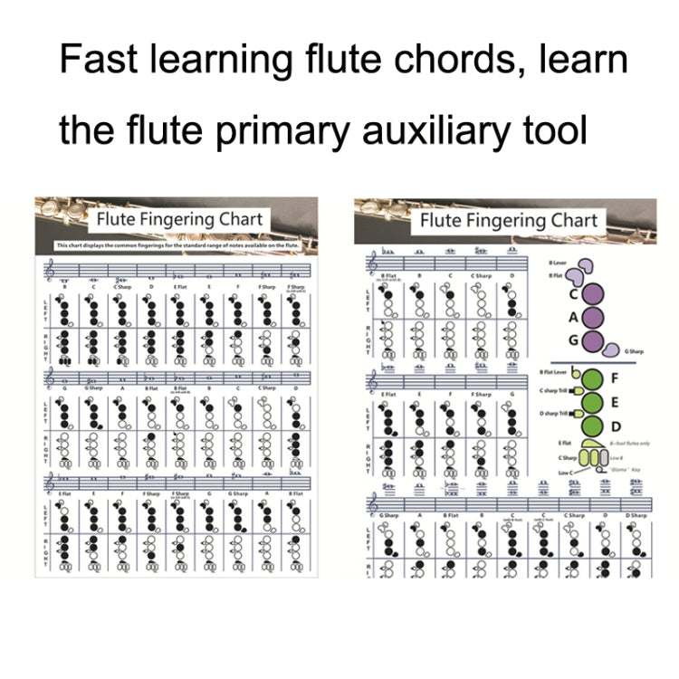 Coated Paper Flute Chord Fingering Practice Chart Staff Chord Fingering