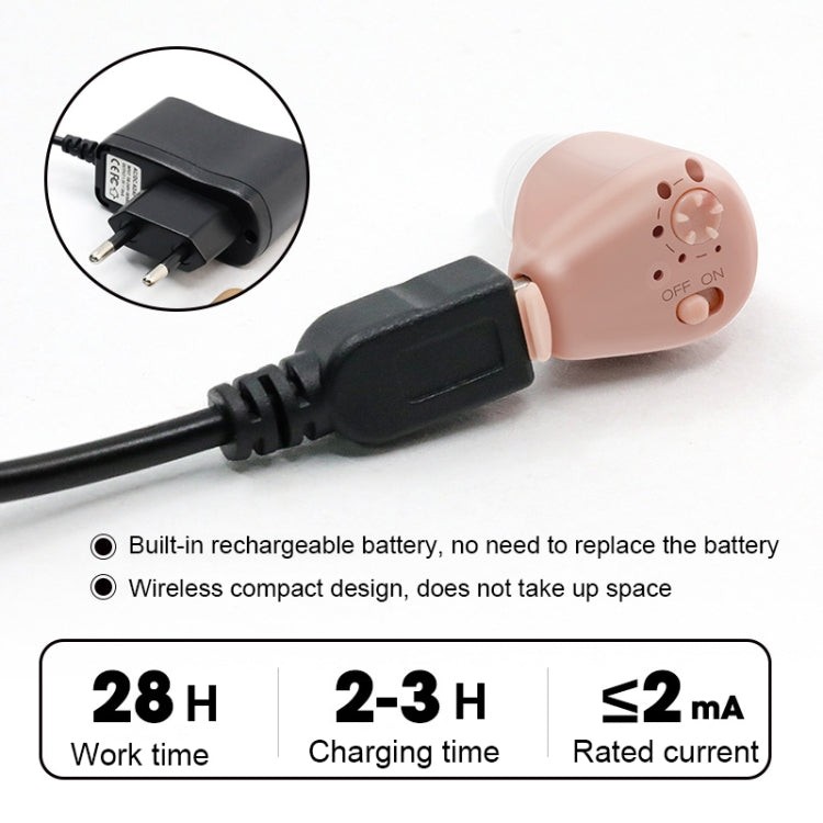 K-88 Wireless Elderly Sound Amplifier Sound Collector Mini Charging Hearing Aids, Plug: