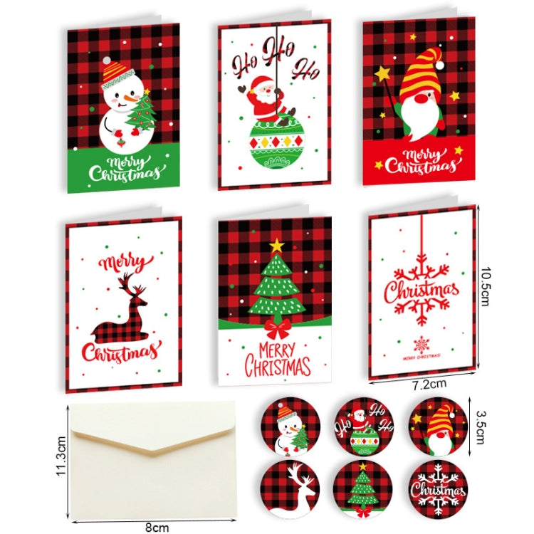 6 Fold Cards + 6 Envelopes + 6 Stickers Christmas Day Greeting Cards