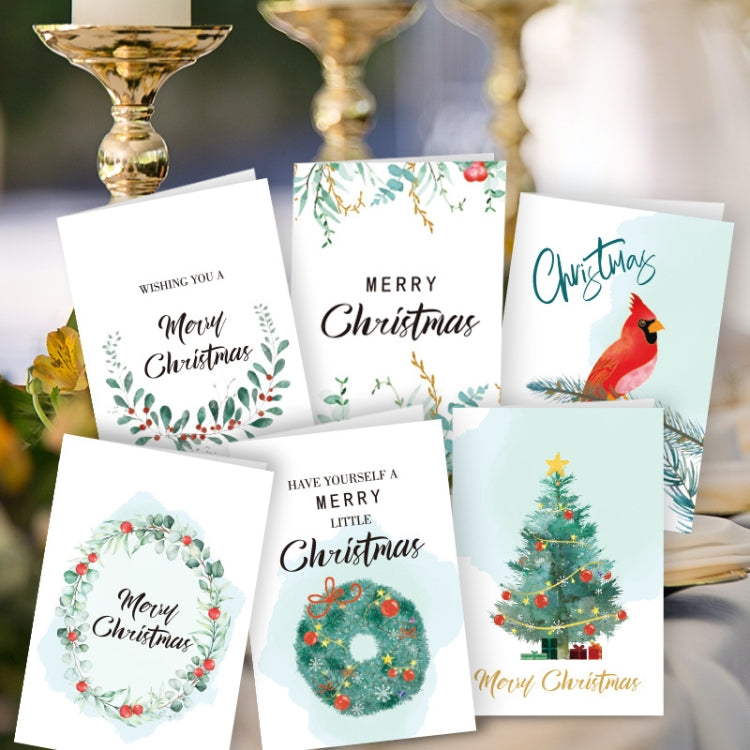 6 Fold Cards + 6 Envelopes + 6 Stickers Christmas Day Greeting Cards