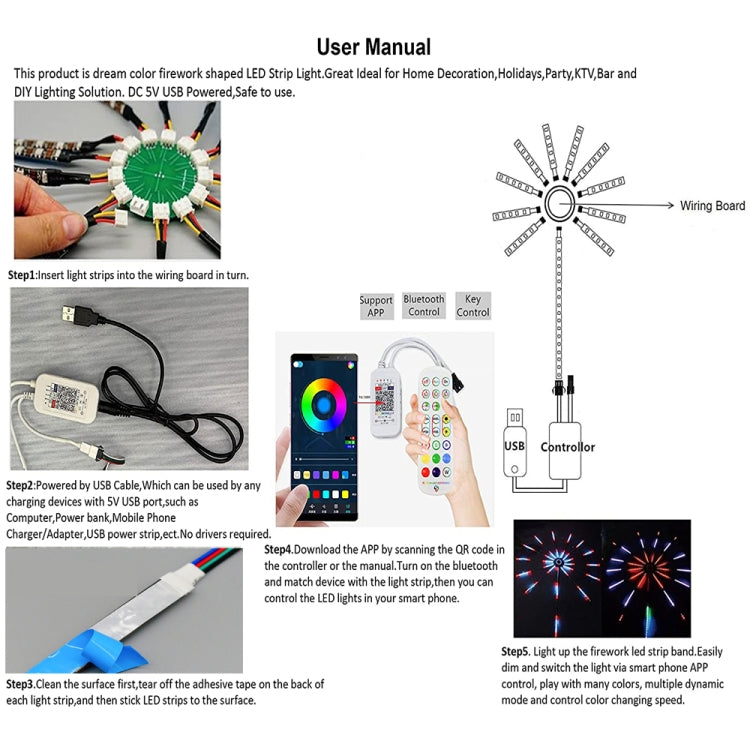 KD0062 USB 24 Key Bluetooth Firework Lantern LED Music Decoration Light