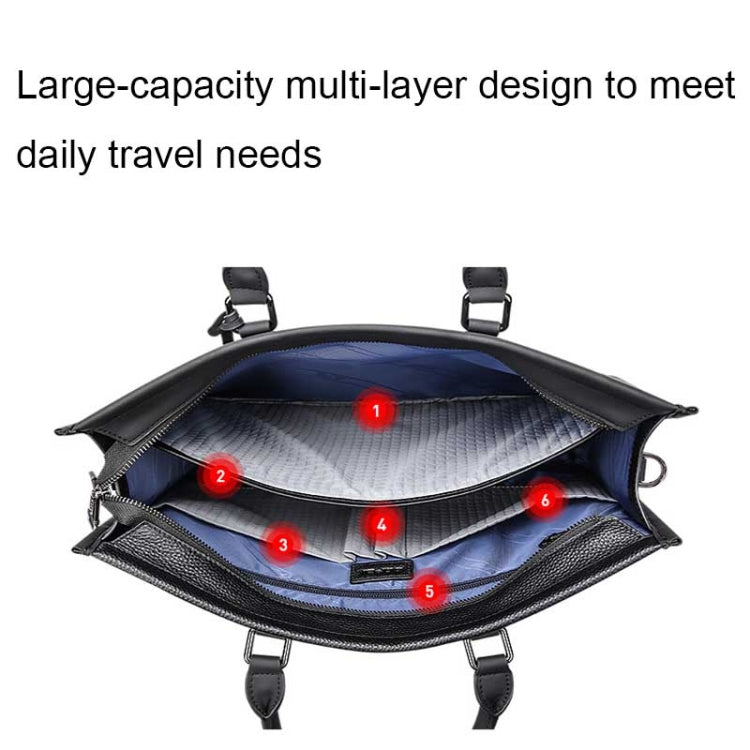 Bopai 11-98811 Leather Business Large-capacity Laptop Handbag Messenger Briefcase