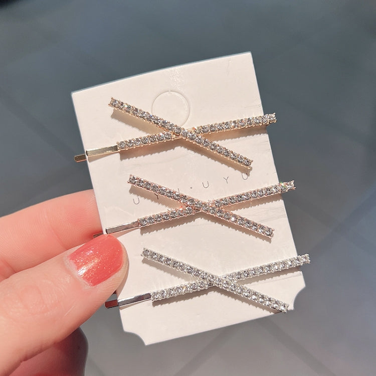 10 PCS X-shaped Cross Rhinestone Full Diamond Hair Clip Teenage Girls Headdress