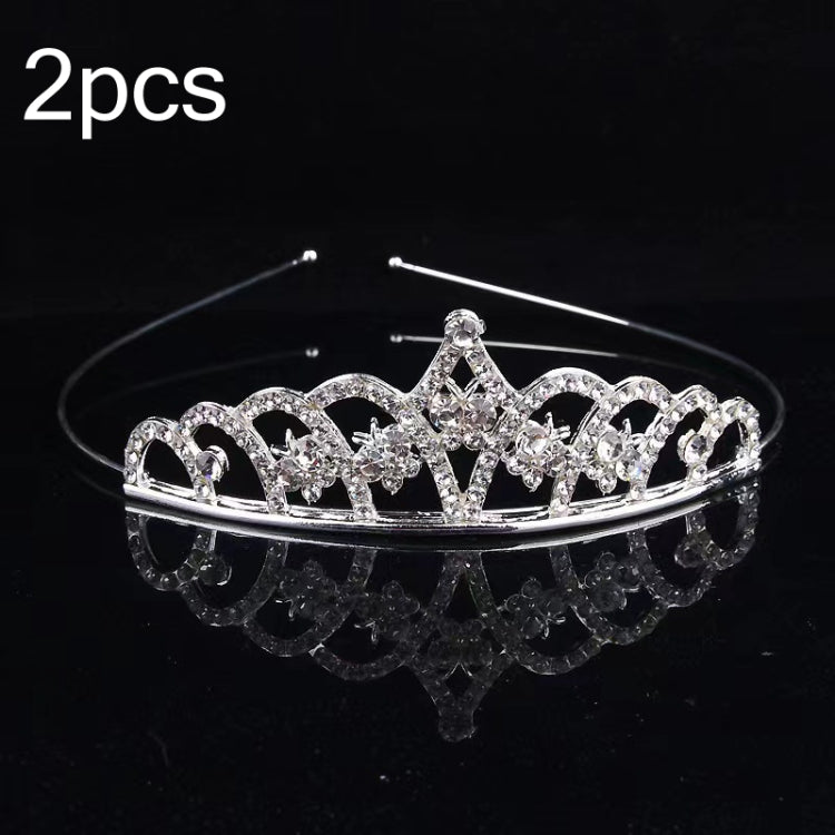 2pcs Little Girl Crown Hair Band Alloy Hair Ornaments Rhinestone Headdress