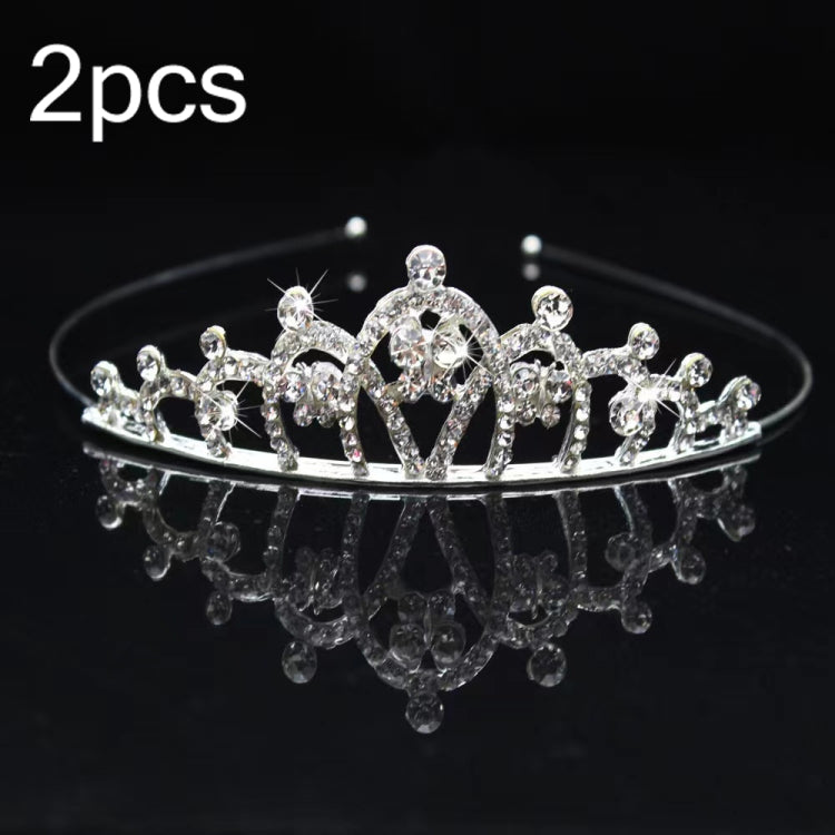 2pcs Little Girl Crown Hair Band Alloy Hair Ornaments Rhinestone Headdress