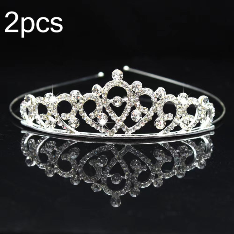 2pcs Little Girl Crown Hair Band Alloy Hair Ornaments Rhinestone Headdress