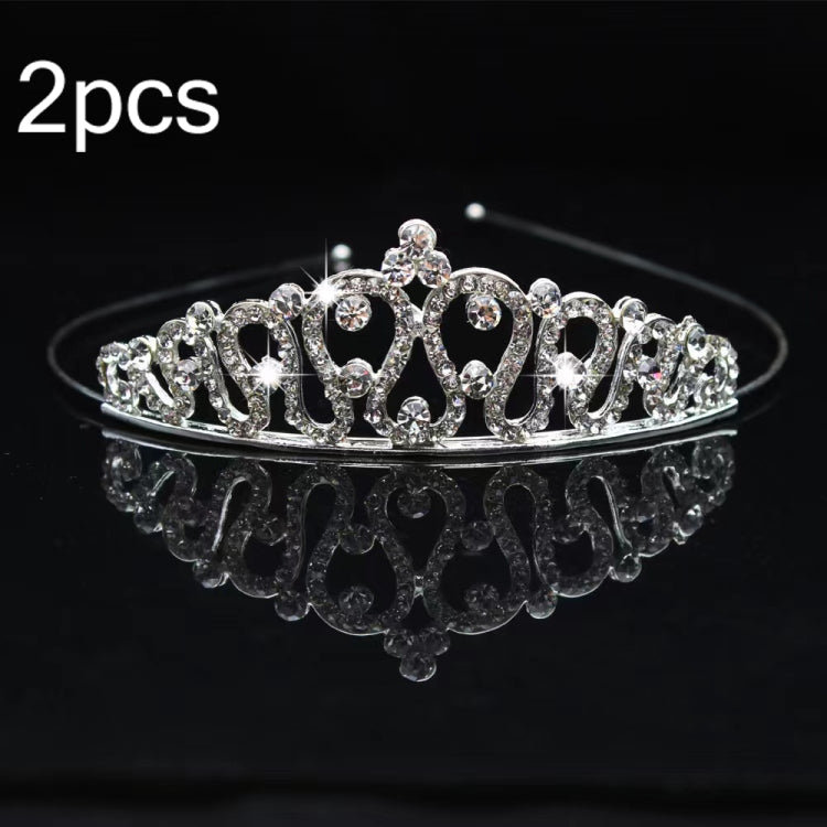 2pcs Little Girl Crown Hair Band Alloy Hair Ornaments Rhinestone Headdress