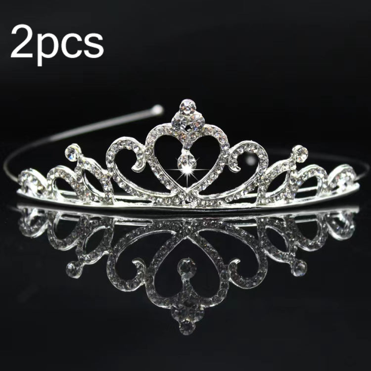 2pcs Little Girl Crown Hair Band Alloy Hair Ornaments Rhinestone Headdress