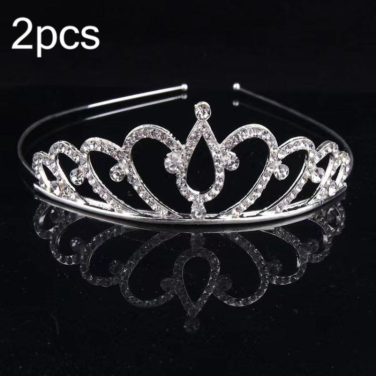 2pcs Little Girl Crown Hair Band Alloy Hair Ornaments Rhinestone Headdress