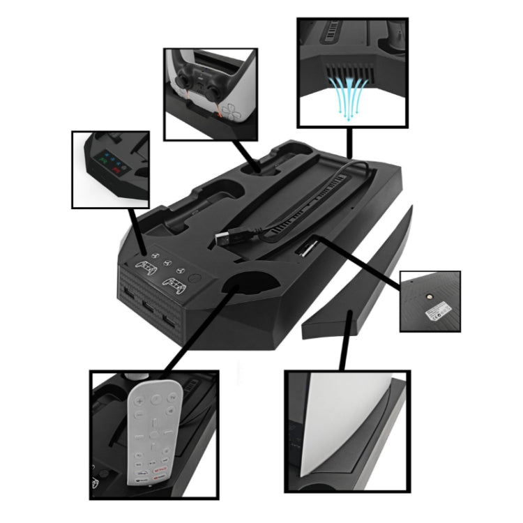 For PS5 DE/UHD 2 In 1 Handheld Console Cooling Stand Fan Base
