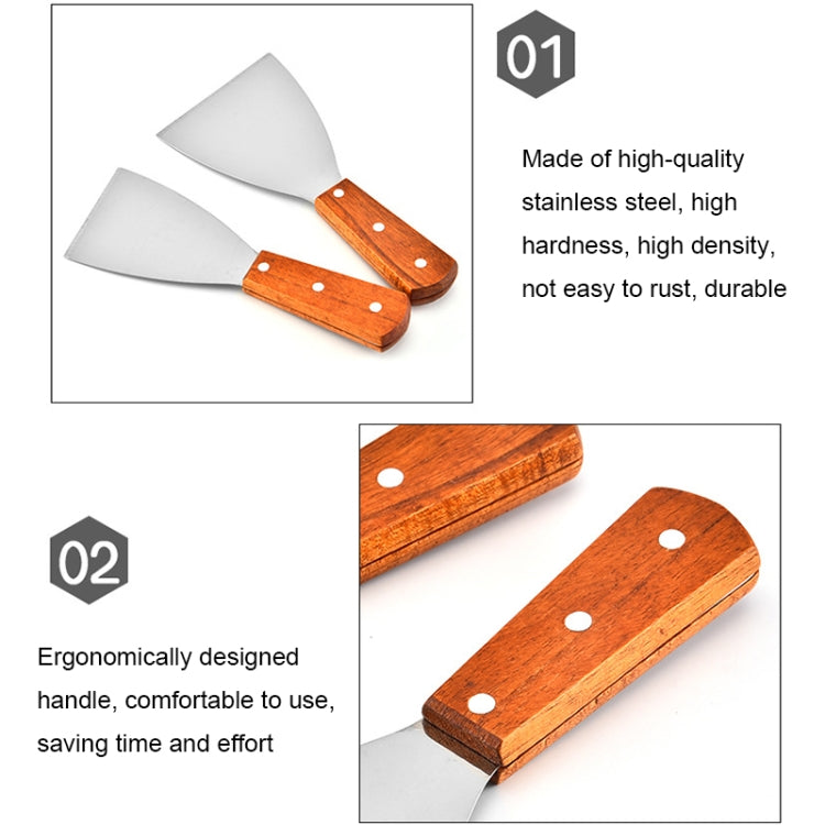 2pcs Stainless Steel Pizza and Steak Shovel Wooden Handle Slanted Shovel Kitchen Tool