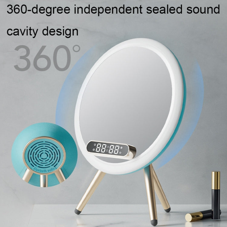 Q6 Smart Clock Display Bluetooth Speaker Fill Light Makeup Mirror with Wireless Charger