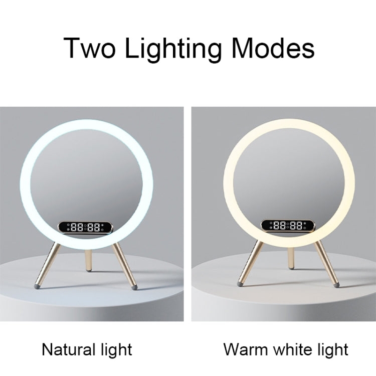 Q6 Smart Clock Display Bluetooth Speaker Fill Light Makeup Mirror with Wireless Charger