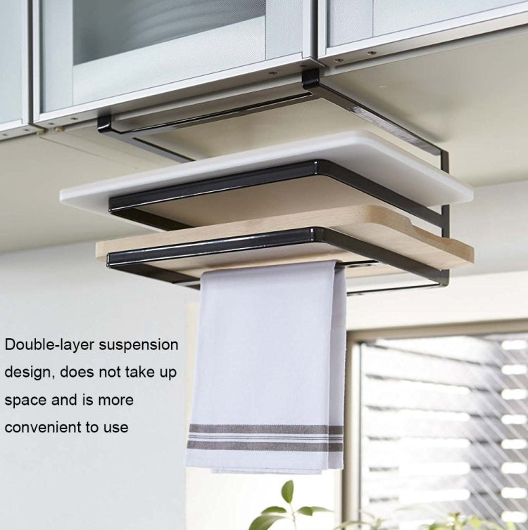 Double-layer Punch-free Kitchen Wall-Mounted Cutting Board Rack