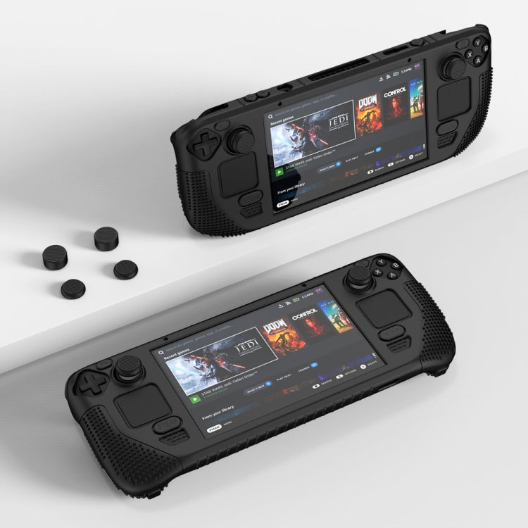 For Steam Deck V V4-1 Silicone Non-slip Protective Case for Pocket Consoles with Holder Function