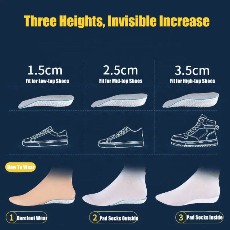 3pairs Boost Half Height Increase Shoe Insoles For Men Women,Spec: