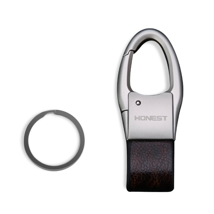 HONEST Leather Car Keychain Simple Circle Ring Pendant Keychain
