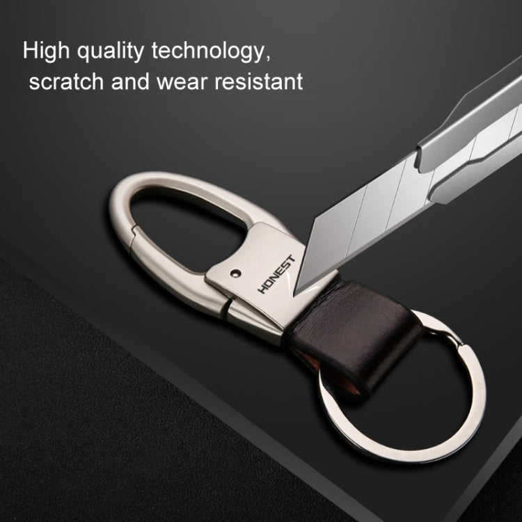 HONEST Leather Car Keychain Simple Circle Ring Pendant Keychain