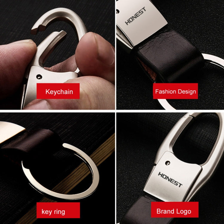 HONEST Leather Car Keychain Simple Circle Ring Pendant Keychain