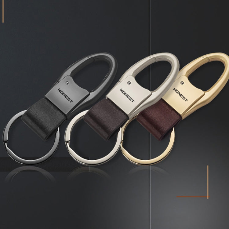 HONEST Leather Car Keychain Simple Circle Ring Pendant Keychain