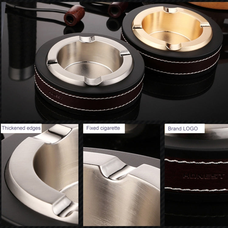 HONEST Cigar Ashtray Metal Cowhide Leather Personalized Ashtray
