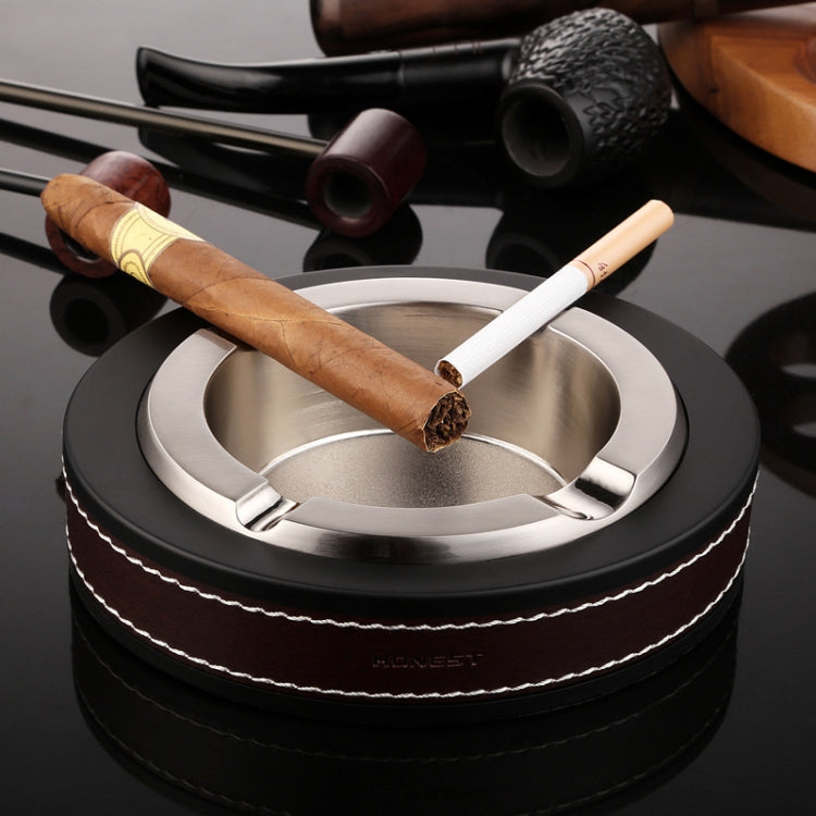 HONEST Cigar Ashtray Metal Cowhide Leather Personalized Ashtray