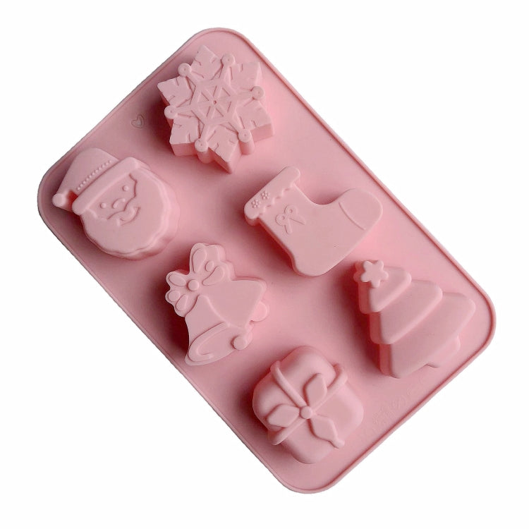 6 Cavity Cake Mold Food Grade Non-Stick Silicone Merry Christmas Festival Dessert Making Mould