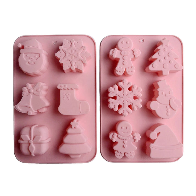 6 Cavity Cake Mold Food Grade Non-Stick Silicone Merry Christmas Festival Dessert Making Mould