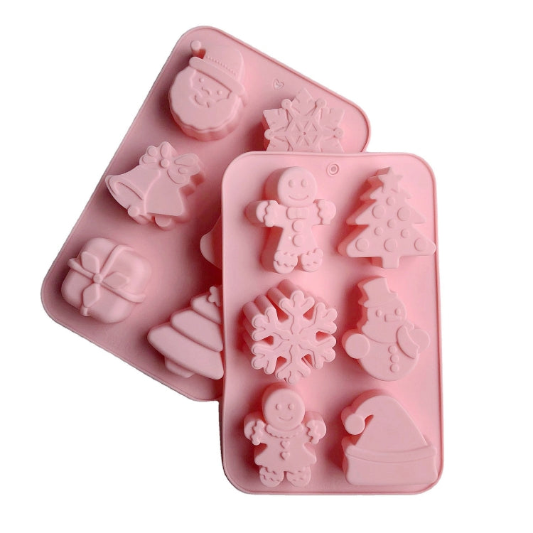 6 Cavity Cake Mold Food Grade Non-Stick Silicone Merry Christmas Festival Dessert Making Mould