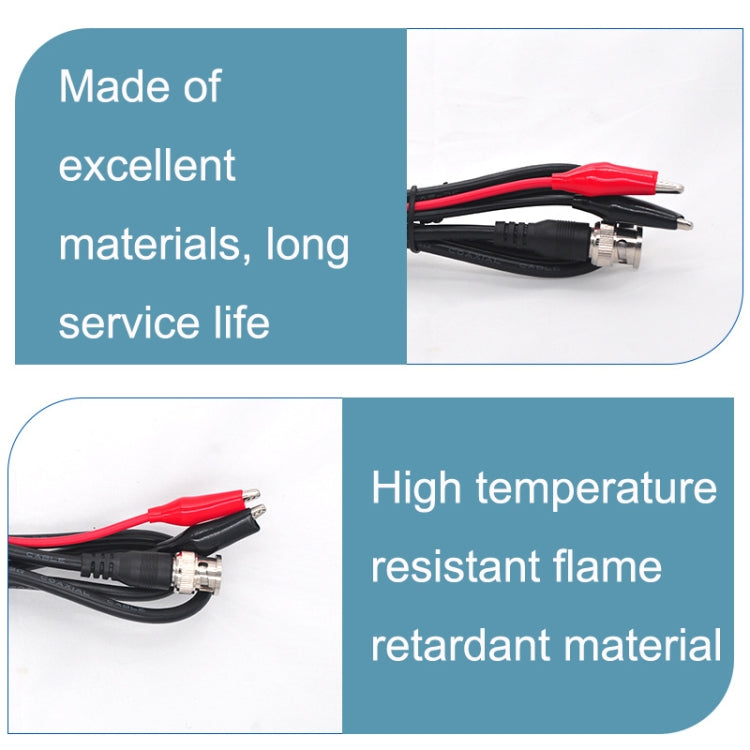 2pcs BNC To 2 x Crocodile Clips Double Head Coaxial Cable Video Cable, Length: