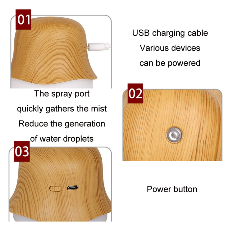 Desktop USB Humidifier Wood Grain Air Aromatherapy Night Light