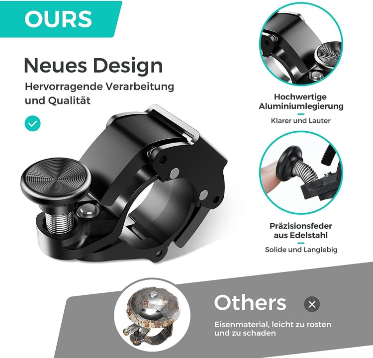 100dB Aluminium Alloy Mini Bicycle Bell Bicycle Horn for 22-24 mm Handlebar