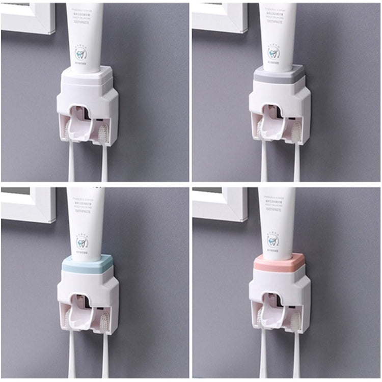 2pcs 2 In 1 Wall-mounted Automatic Toothpaste Squeezer Toothbrush Holder