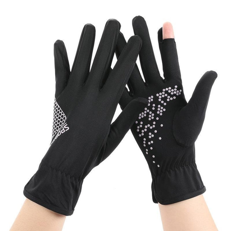 1pair Driving Sunscreen Anti-ultraviolet Thin Summer Ice Silk Dew Finger Non-slip Riding Gloves