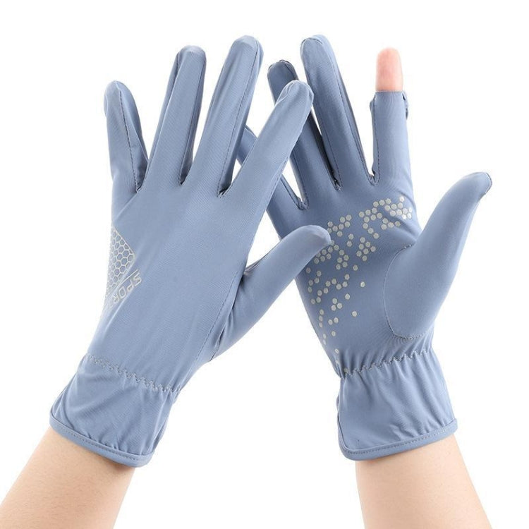 1pair Driving Sunscreen Anti-ultraviolet Thin Summer Ice Silk Dew Finger Non-slip Riding Gloves