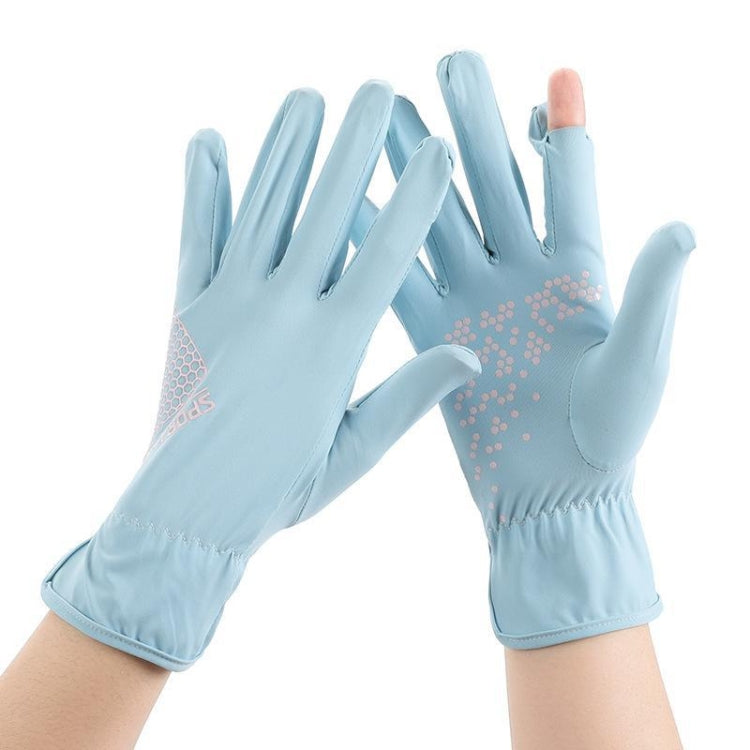 1pair Driving Sunscreen Anti-ultraviolet Thin Summer Ice Silk Dew Finger Non-slip Riding Gloves