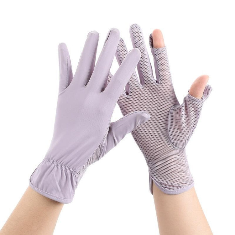 1pair Summer Sunscreen Breathable Thin Anti-ultraviolet Finger Fishing Ice Silk Gloves