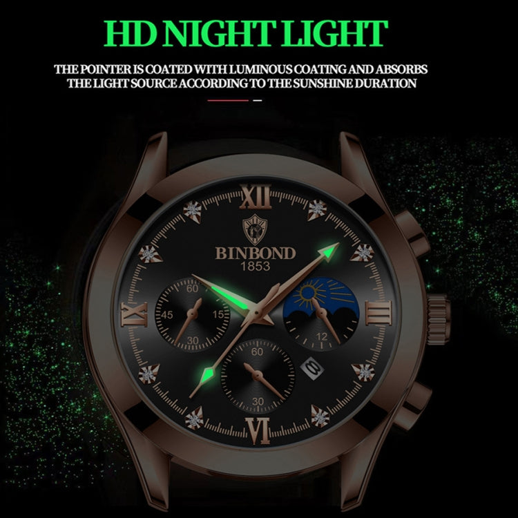 BINBOND B3591 30m Waterproof Luminous Calendar Men Watch