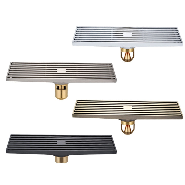 8x30cm Extended Full Copper Strip Floor Drain, Style: