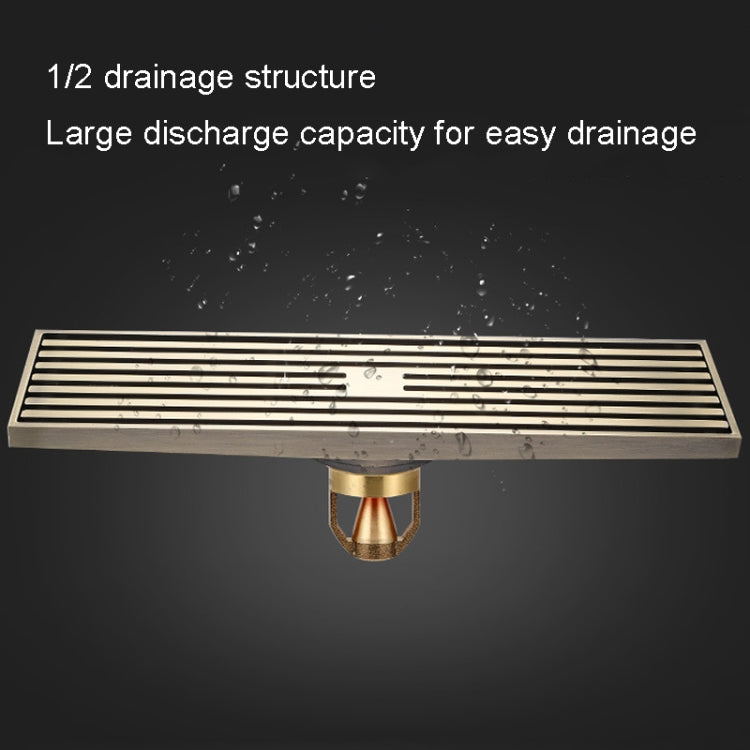 8x30cm Extended Full Copper Strip Floor Drain, Style: