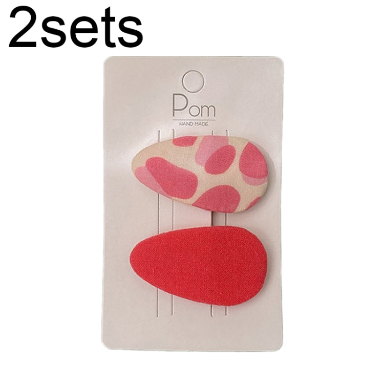 2sets Candy Color Floral Polka Dot Sweet Baby Drop Hair Clip