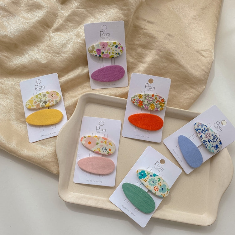 2sets Candy Color Floral Polka Dot Sweet Baby Drop Hair Clip
