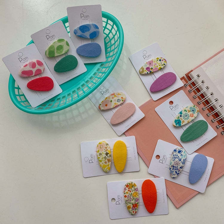 2sets Candy Color Floral Polka Dot Sweet Baby Drop Hair Clip