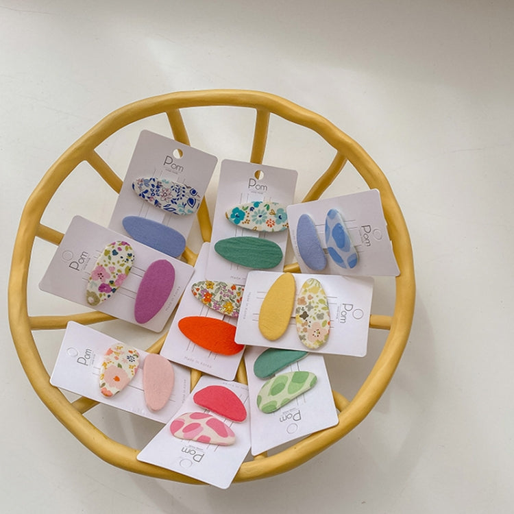 2sets Candy Color Floral Polka Dot Sweet Baby Drop Hair Clip