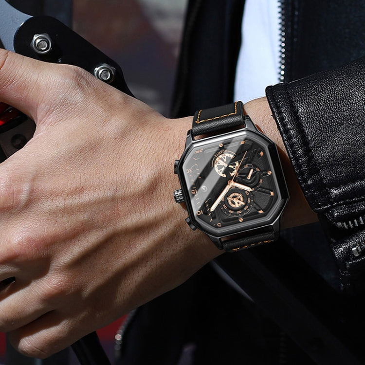 BINBOND B6577 30M Waterproof Luminous Square Quartz Watch