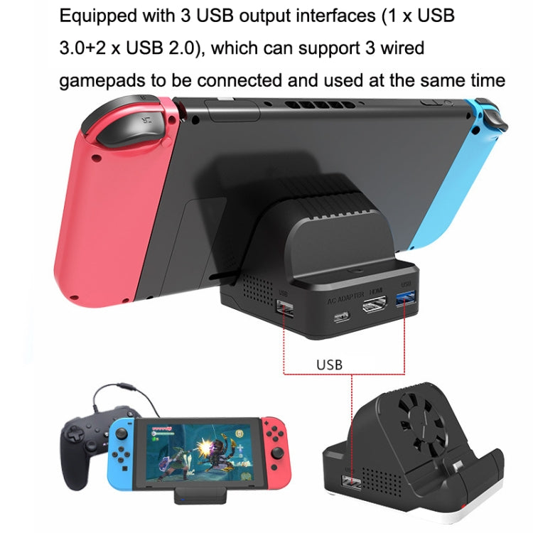 For Nintendo Switch / Switch OLED SW300 HDMI Video Casting Converter Cooling Fan Base Charger