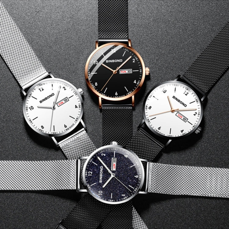 BINBOND B3820 30M Waterproof Ultra-thin Quartz Luminous Starry Watch